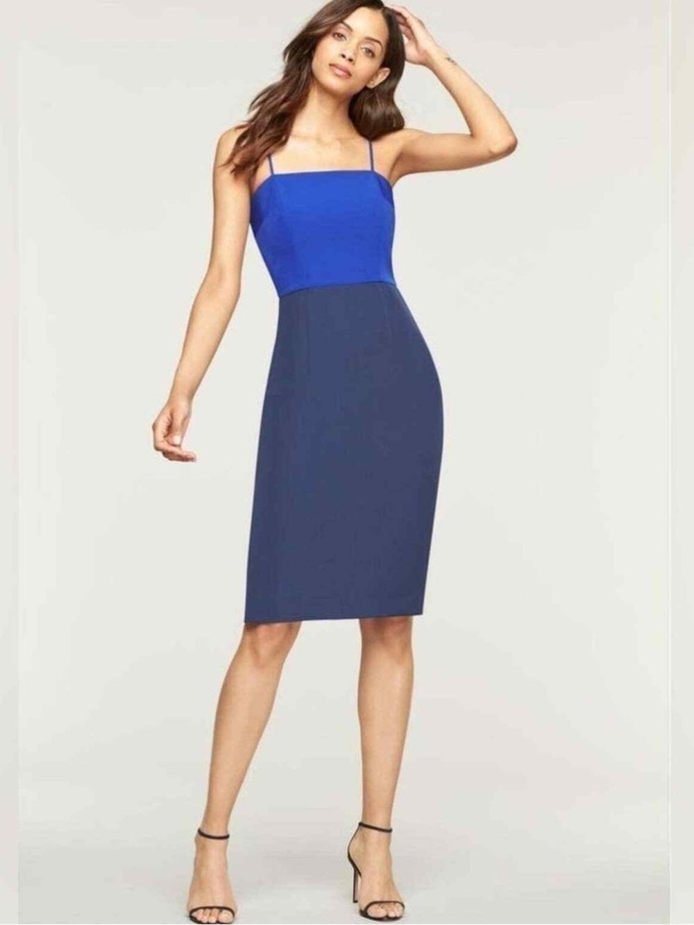 Milly Italian Cady Two-Tone Blue Pencil Sheath Skirt | 4